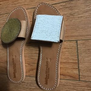 Anthropologie Low Platform Light Brown Slide Sandal
